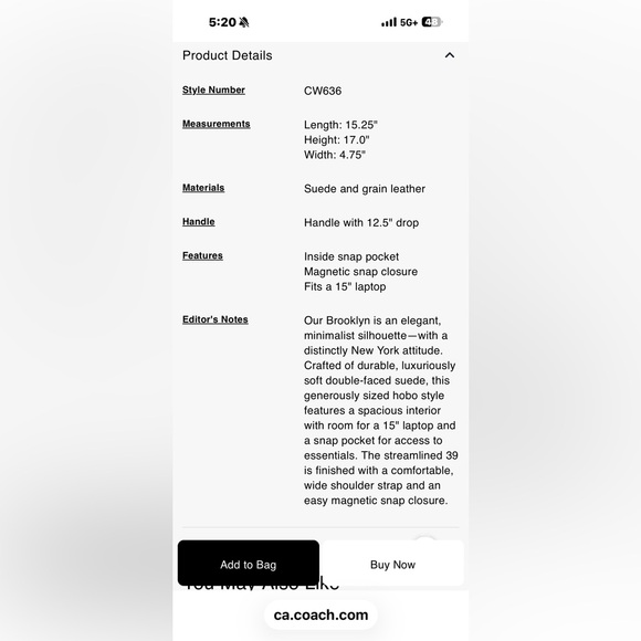 Coach Brooklyn 39 - Olive suede - Picture 9 of 9